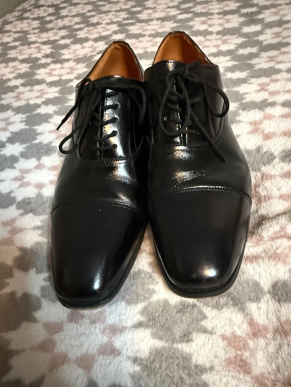 Florsheim Black Patent Cap-Toe Lace-Up Oxfords